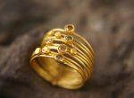 20k gold diamond stacking//gold diamond ring//handmade one of a kind//boho engagement ring//20k gold nugget ring//gold diamond stacking ring