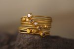 22k gold diamond stacking//gold diamond ring//handmade one of a kind//boho engagement ring//22k gold nugget ring//gold diamond stacking ring