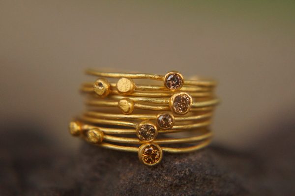 22k gold diamond stacking//gold diamond ring//handmade one of a kind//boho engagement ring//22k gold nugget ring//gold diamond stacking ring