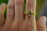 sapphire gold ring//artisan multi stone//yellow sapphire ring//blue sapphire gold ring//gold multi stone ring//24k gold ring