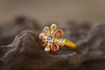 sapphire gold ring//artisan multi stone//red sapphire ring//diamond sapphire gold ring//gold multi stone ring//24k gold ring