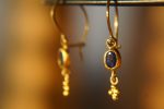 24k gold blue sapphire diamond earring//blue gold Earrings//Gold Dangle sapphire Earrings//24k gold earrings//artisan organic