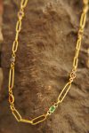 gold link necklace//24k gold bracelet//24k gold necklace//charm bracelet with gem stone//sapphire gold necklace//emerald gold necklace
