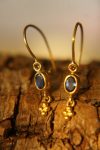 24k gold blue sapphire diamond earring//blue gold Earrings//Gold Dangle sapphire Earrings//24k gold earrings//artisan organic