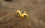 24k blue sapphire studs//24k gold earrings//24k gold drop sapphire//gold stud earrings//24k gold earrings//24k studs//boho artisan studs