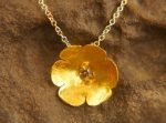 24k gold diamond pendant//flower gold pendant//24k solid gold pendant//solid gold bride necklace//24k gold diamond chain//diamond gold chain
