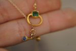 24k gold emerald charm and blue sapphire Pendant//Gold emerald Pendant//emerald and blue sapphire chain//emerald pendant//24k gold pendant