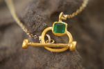 24k gold peridot and sapphire Pendant//Gold sapphire and peridot Pendant//peridot and sapphire chain//sapphire pendant//24k gold pendant
