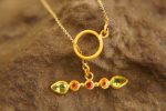24k gold peridot and sapphire Pendant//Gold sapphire and peridot Pendant//peridot and sapphire chain//sapphire pendant//24k gold pendant