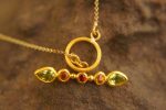 24k gold peridot and sapphire Pendant//Gold sapphire and peridot Pendant//peridot and sapphire chain//sapphire pendant//24k gold pendant
