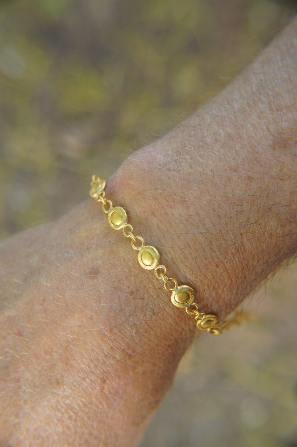 24k gold bracelet//24k gold charm bracelet//handmade artisan bracelet//gold link bracelet//women gold bracelet//artisan gold 24k bracelet
