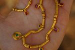 24k gold beaded charm necklace//24k multi stone necklace//24k gold necklace//charm necklace with gem stone//gold beaded necklace