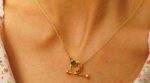 24k gold emerald charm and blue sapphire Pendant//Gold emerald Pendant//emerald and blue sapphire chain//emerald pendant//24k gold pendant