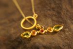 24k gold peridot and sapphire Pendant//Gold sapphire and peridot Pendant//peridot and sapphire chain//sapphire pendant//24k gold pendant