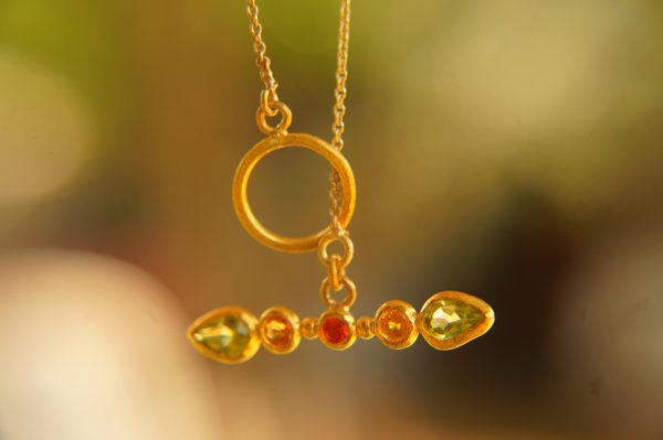 24k gold peridot and sapphire Pendant//Gold sapphire and peridot Pendant//peridot and sapphire chain//sapphire pendant//24k gold pendant