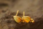 24k gold opal studs//artisan gold opal studs//drop opal studs//gold opal Earrings//24k gold earrings//opal gold studs//handmade gold studs