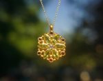 24k gold peridot sapphire pendant//handmade 24k pendant//artisan one of a kind gold pendant//mandala gold pendant//artisan gem pendant//24k