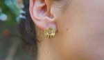 24k gold blue sapphire studs//gold disk sapphire Studs//sapphire Earrings//24k gold earrings//artisan handmade 24k gold earrings//24k gold