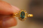 24k gold blue tourmaline and diamond ring//multi stone gold ring//artisan solid gold ring//tourmaline gold ring//tourmaline and diamond ring