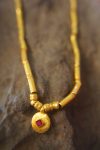 24k gold beaded and ruby charm necklace//24k gold beaded necklace//24k gold necklace//charm necklace with gem stone//gold beaded necklace