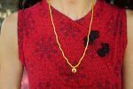 24k gold beaded and ruby charm necklace//24k gold beaded necklace//24k gold necklace//charm necklace with gem stone//gold beaded necklace
