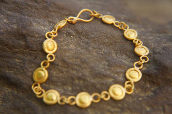 24k gold bracelet//24k gold charm bracelet//handmade artisan bracelet//gold link bracelet//women gold bracelet//artisan gold 24k bracelet