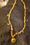24k gold beaded charm necklace//24k multi stone necklace//24k gold necklace//charm necklace with gem stone//gold beaded necklace