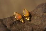 24k gold opal studs//artisan gold opal studs//drop opal studs//gold opal Earrings//24k gold earrings//opal gold studs//handmade gold studs
