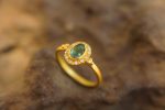 24k gold blue tourmaline and diamond ring//multi stone gold ring//artisan solid gold ring//tourmaline gold ring//tourmaline and diamond ring