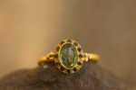 24k gold blue tourmaline and blue sapphire ring//multi stone gold ring//tourmaline gold ring//tourmaline and sapphire ring