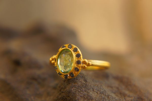 24k gold blue tourmaline and blue sapphire ring//multi stone gold ring//tourmaline gold ring//tourmaline and sapphire ring