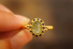 24k gold blue tourmaline and blue sapphire ring//multi stone gold ring//tourmaline gold ring//tourmaline and sapphire ring