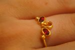 24k gold red and yellow sapphire ring//artisan multi stone ring//red and yellow sapphire ring//gold multi stone ring//24k gold ring