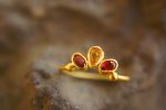 24k gold red and yellow sapphire ring//artisan multi stone ring//red and yellow sapphire ring//gold multi stone ring//24k gold ring
