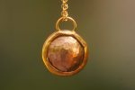 24k gold and rose gold round pendant//basic gold necklace//24k gold circle pendant//rose gold hammered pendant//solid gold round pendant