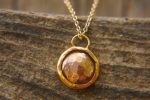 24k gold and rose gold round pendant//basic gold necklace//24k gold circle pendant//rose gold hammered pendant//solid gold round pendant