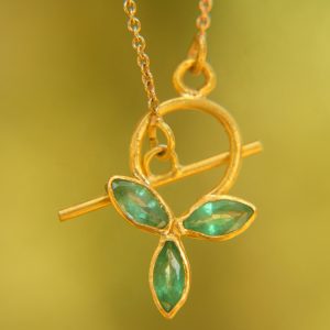 24k gold marquise emerald pendant//24k emerald necklace//handmade emerald pendant//gold emerald pendant//24k pendant//gold emerald charm