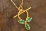 24k gold marquise emerald pendant//24k emerald necklace//handmade emerald pendant//gold emerald pendant//24k pendant//gold emerald charm