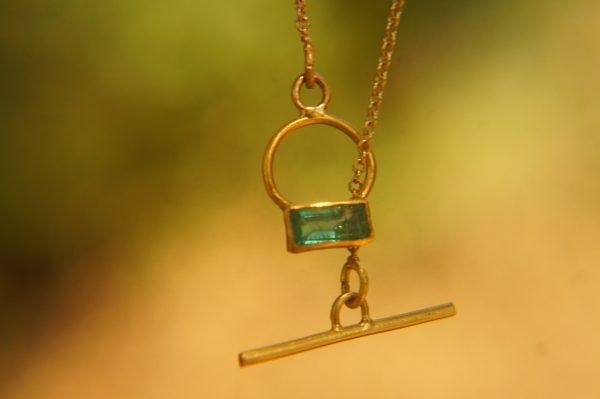 24k gold emerald pendant//24k emerald necklace//handmade emerald pendant//gold emerald pendant//24k pendant//gold emerald charm