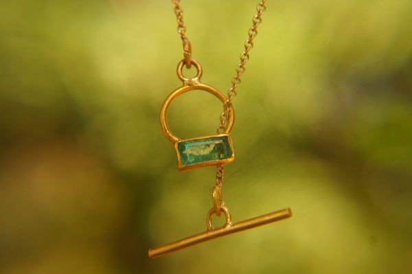 24k gold emerald pendant//24k emerald necklace//handmade emerald pendant//gold emerald pendant//24k pendant//gold emerald charm