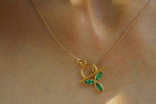 24k gold marquise emerald pendant//24k emerald necklace//handmade emerald pendant//gold emerald pendant//24k pendant//gold emerald charm