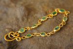 24k gold emerald bracelet//24k bracelet//emerald gold bracelet//24k emerald charm bracelet//handmade gold bracelet//artisan emerald bracelet