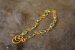 24k gold emerald bracelet//24k bracelet//emerald gold bracelet//24k emerald charm bracelet//handmade gold bracelet//artisan emerald bracelet