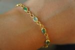 24k gold emerald bracelet//24k bracelet//emerald gold bracelet//24k emerald charm bracelet//handmade gold bracelet//artisan emerald bracelet
