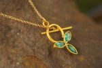 24k gold marquise emerald pendant//24k emerald necklace//handmade emerald pendant//gold emerald pendant//24k pendant//gold emerald charm