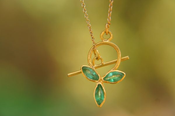 24k gold marquise emerald pendant//24k emerald necklace//handmade emerald pendant//gold emerald pendant//24k pendant//gold emerald charm