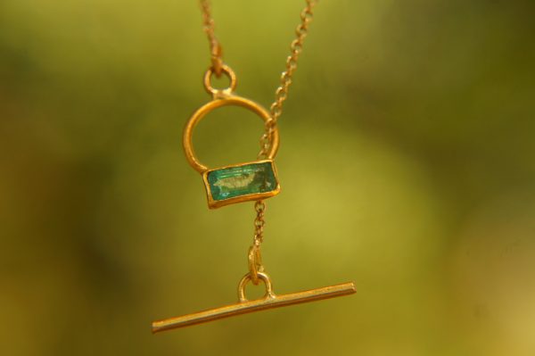 24k gold emerald pendant//24k emerald necklace//handmade emerald pendant//gold emerald pendant//24k pendant//gold emerald charm
