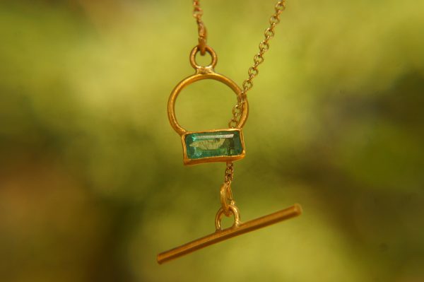 24k gold emerald pendant//24k emerald necklace//handmade emerald pendant//gold emerald pendant//24k pendant//gold emerald charm