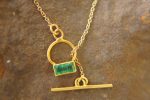 24k gold emerald pendant//24k emerald necklace//handmade emerald pendant//gold emerald pendant//24k pendant//gold emerald charm