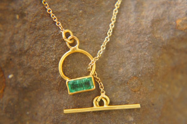 24k gold emerald pendant//24k emerald necklace//handmade emerald pendant//gold emerald pendant//24k pendant//gold emerald charm